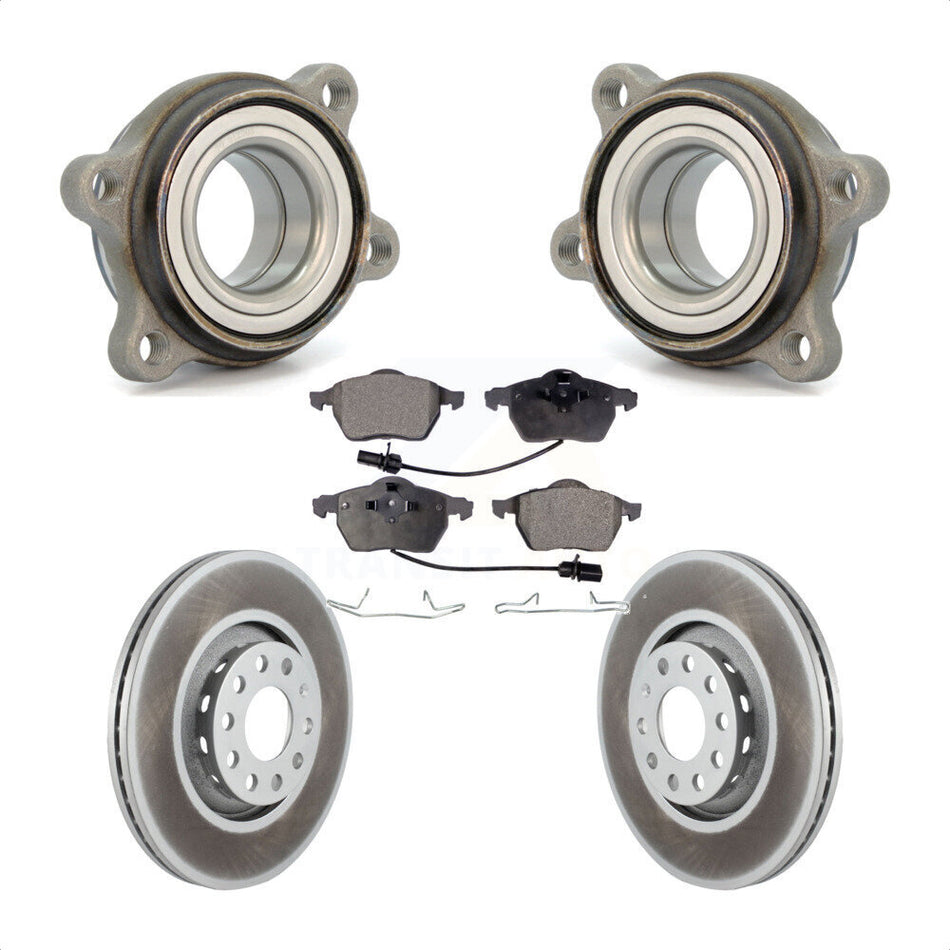 Front Hub Bearing Assembly With Coated Disc Brake Rotors And Ceramic Pads Kit For Audi A4 Quattro A6 S4 S6 KBB-104405 by Transit Auto