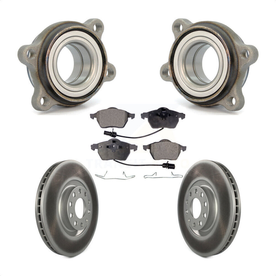 Front Hub Bearing Assembly With Coated Disc Brake Rotors And Ceramic Pads Kit For 2000 Audi A6 Quattro 320mm Diameter Rotor KBB-104409 by Transit Auto
