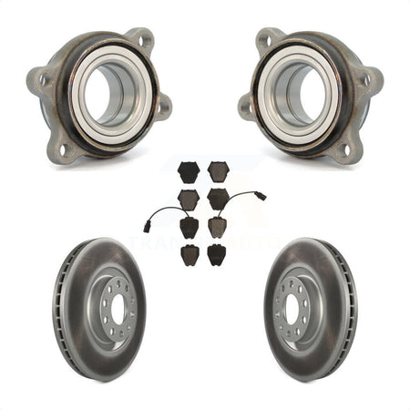 Front Hub Bearing Assembly With Coated Disc Brake Rotors And Ceramic Pads Kit For 2003 Audi A6 321mm Diameter Rotor Dual Piston Caliper KBB-104410 by Transit Auto