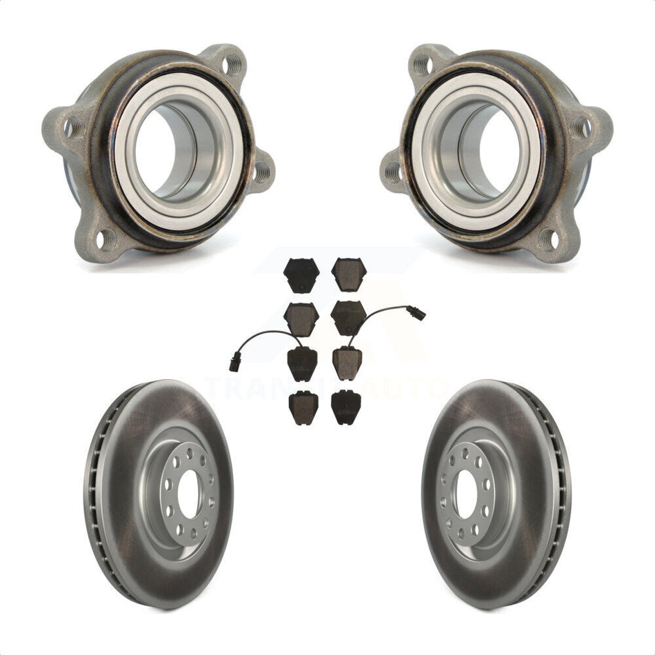 Front Hub Bearing Assembly With Coated Disc Brake Rotors And Ceramic Pads Kit For 2003 Audi A6 321mm Diameter Rotor Dual Piston Caliper KBB-104410 by Transit Auto