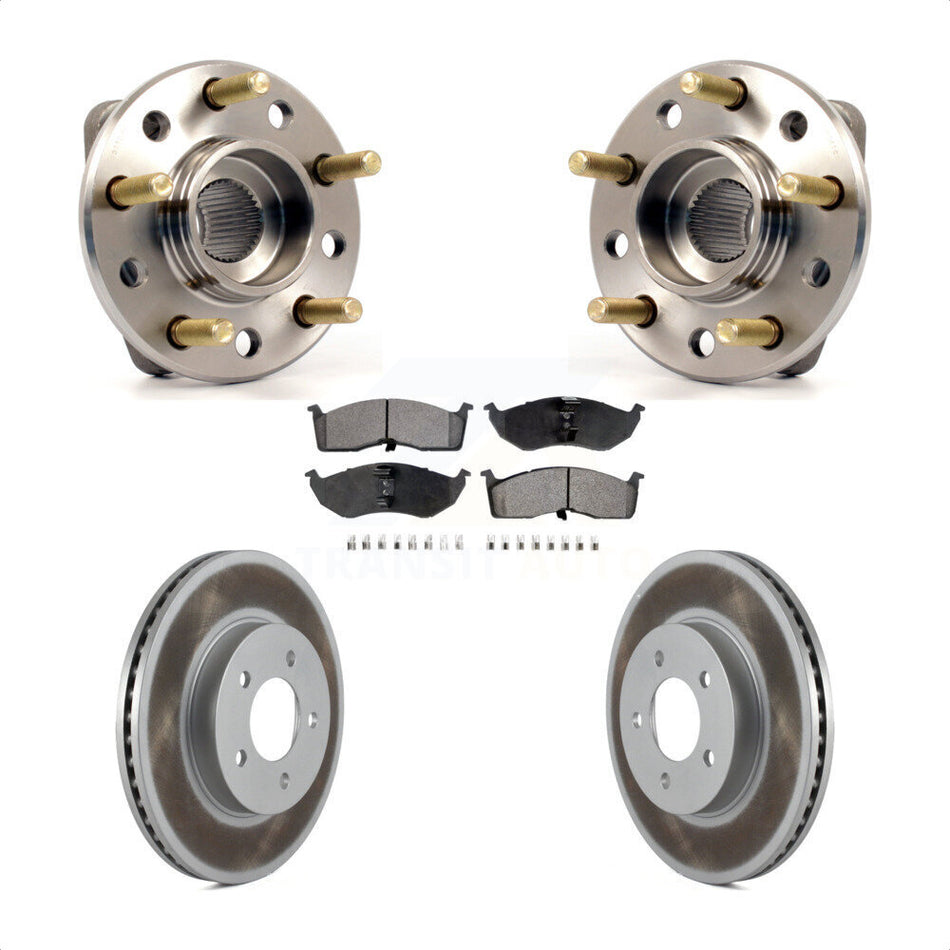 Front Hub Bearing Assembly With Coated Disc Brake Rotors And Ceramic Pads Kit For Chrysler Dodge Intrepid 300M Concorde LHS KBB-104434 by Transit Auto