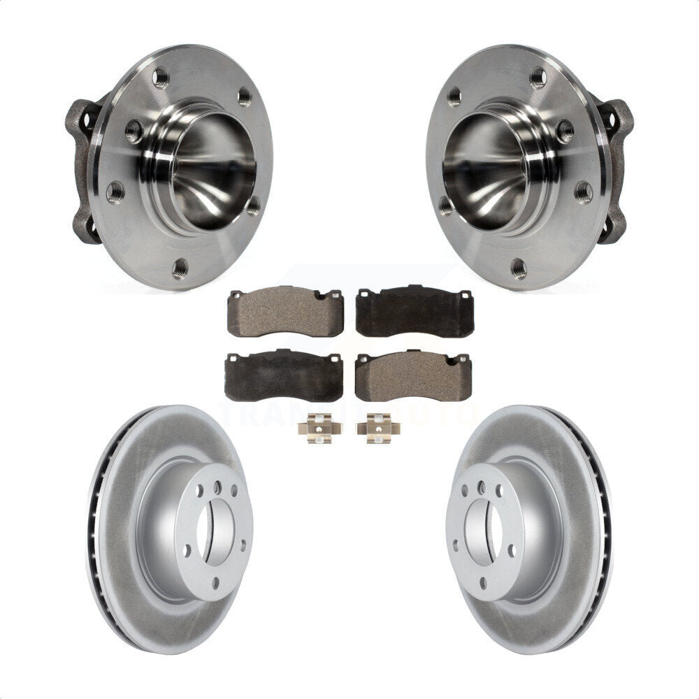 Front Hub Bearing Assembly With Coated Disc Brake Rotors And Ceramic Pads Kit For 2006-2007 BMW 323i 338mm Diameter Rotor KBB-104561 by Transit Auto