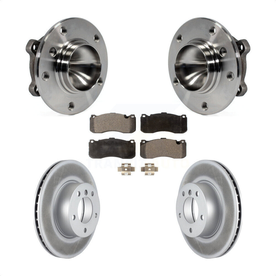 Front Hub Bearing Assembly With Coated Disc Brake Rotors And Ceramic Pads Kit For 2006-2007 BMW 323i 338mm Diameter Rotor KBB-104561 by Transit Auto