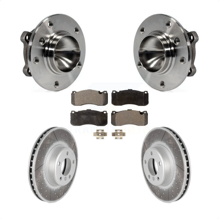 Front Hub Bearing Assembly With Coated Disc Brake Rotors And Ceramic Pads Kit For 2013 BMW 328i 3.0L 340mm Diameter Rotor KBB-104568 by Transit Auto