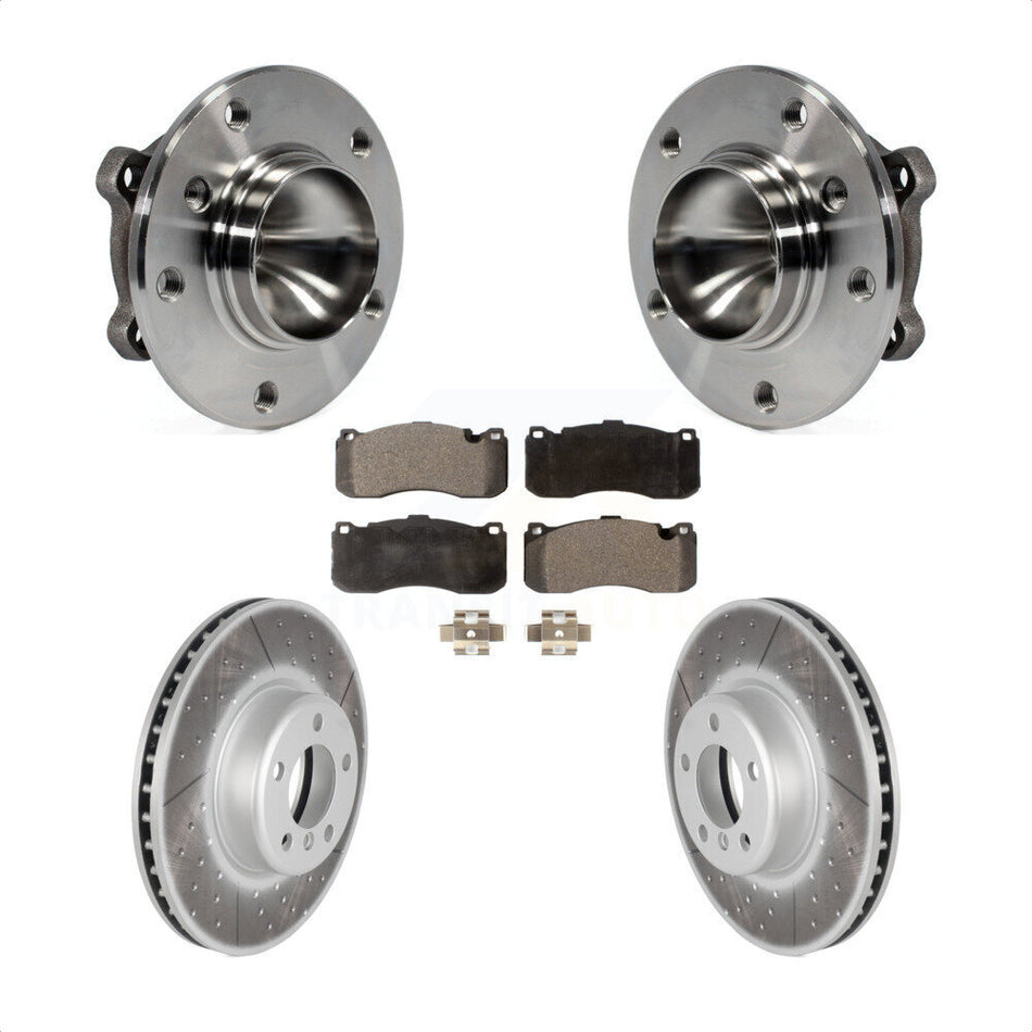 Front Hub Bearing Assembly With Coated Disc Brake Rotors And Ceramic Pads Kit For 2013 BMW 328i 3.0L 340mm Diameter Rotor KBB-104568 by Transit Auto