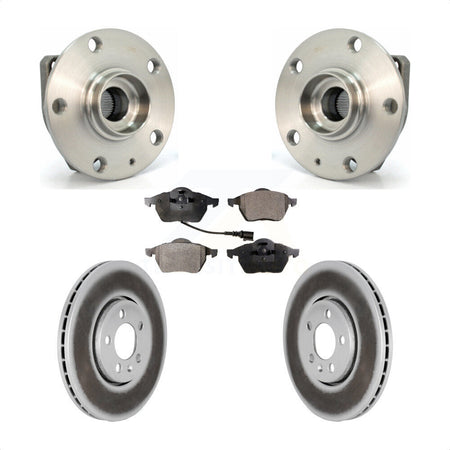 Front Hub Bearing Assembly With Coated Disc Brake Rotors And Ceramic Pads Kit For 2006 Volkswagen Golf 1.8L KBB-104577 by Transit Auto