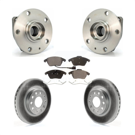Front Hub Bearing Assembly With Coated Disc Brake Rotors And Ceramic Pads Kit For 2006-2009 Volkswagen Rabbit 3 Bolt Mounting Flange KBB-104580 by Transit Auto