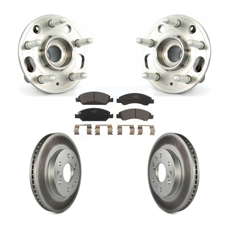 Front Hub Bearing Assembly With Coated Disc Brake Rotors And Ceramic Pads Kit For Cadillac XTS 6 Lug Wheels Heavy Duty Brakes KBB-104628 by Transit Auto
