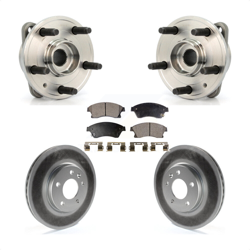 Front Hub Bearing Assembly With Coated Disc Brake Rotors And Ceramic Pads Kit For 2014-2015 Chevrolet Cruze DIESEL engine 15" Factory Wheels KBB-104670 by Transit Auto
