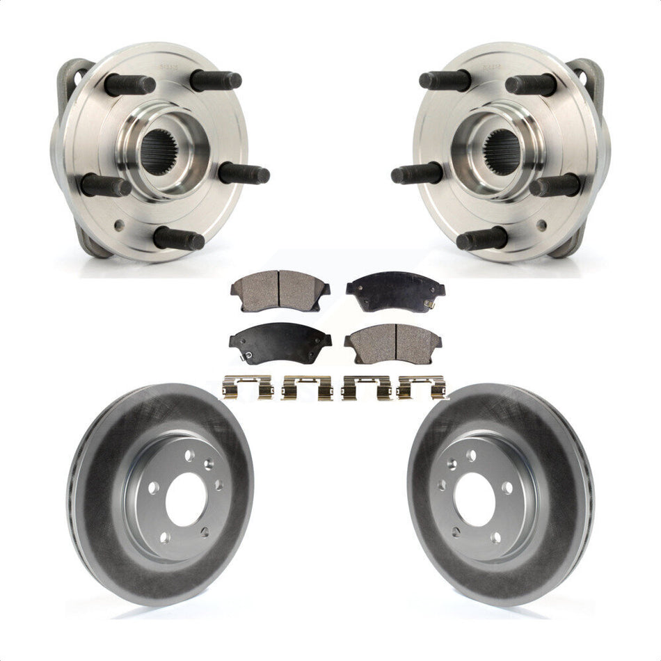 Front Hub Bearing Assembly With Coated Disc Brake Rotors And Ceramic Pads Kit For 2014-2015 Chevrolet Cruze DIESEL engine 15" Factory Wheels KBB-104670 by Transit Auto