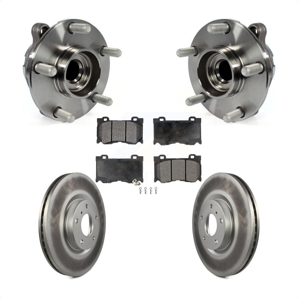 Front Hub Bearing Assembly With Coated Disc Brake Rotors And Ceramic Pads Kit For 2017-2018 INFINITI Q70 Hybrid with RWD Sport Package KBB-104693 by Transit Auto