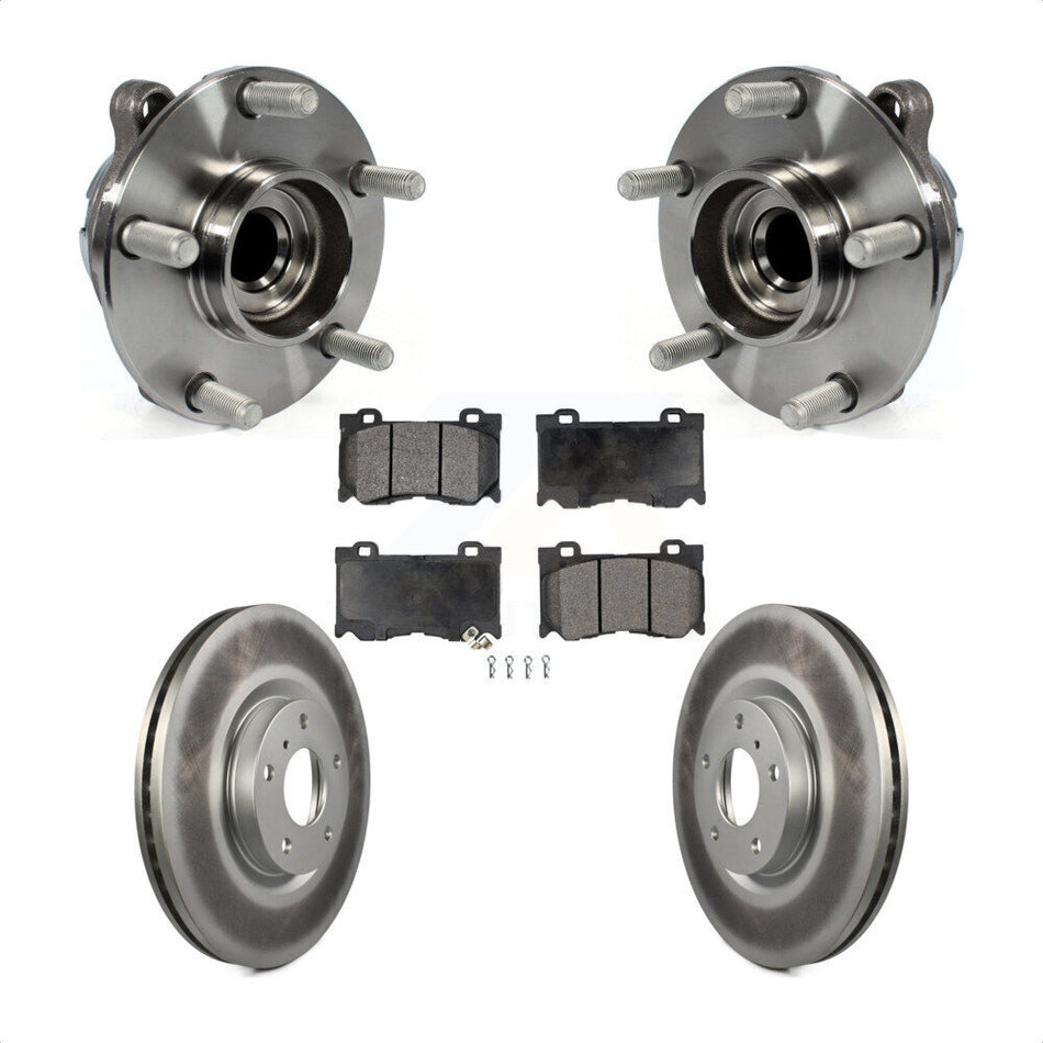 Front Hub Bearing Assembly With Coated Disc Brake Rotors And Ceramic Pads Kit For 2017-2018 INFINITI Q70 Hybrid with RWD Sport Package KBB-104693 by Transit Auto