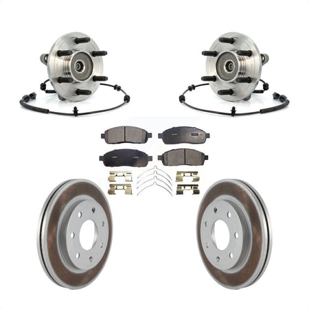 Front Hub Bearing Assembly With Coated Disc Brake Rotors And Ceramic Pads Kit For 2006-2008 Lincoln Mark LT 4WD 7 Lug Wheels KBB-104809 by Transit Auto
