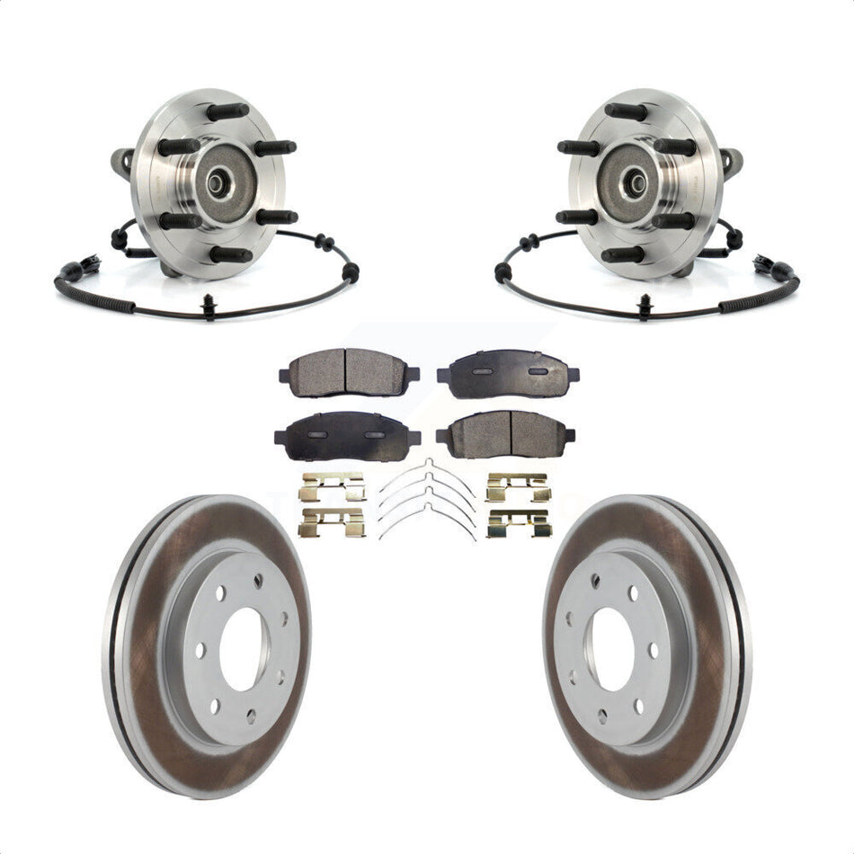 Front Hub Bearing Assembly With Coated Disc Brake Rotors And Ceramic Pads Kit For 2006-2008 Lincoln Mark LT 4WD 7 Lug Wheels KBB-104809 by Transit Auto