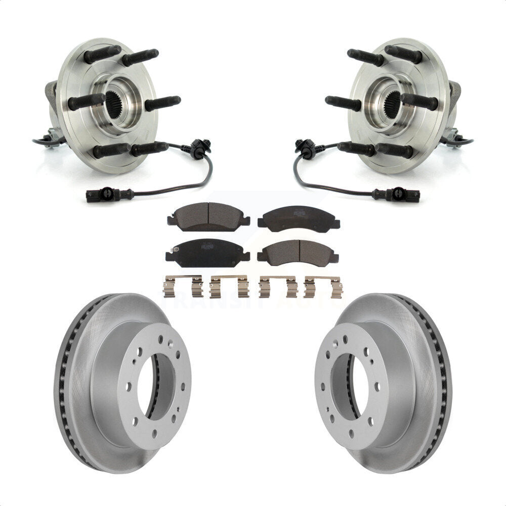 Front Hub Bearing Assembly With Coated Disc Brake Rotors And Ceramic Pads Kit For 2011 Chevrolet Silverado 1500 Hybrid with 4WD KBB-104832 by Transit Auto