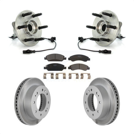 Front Hub Bearing Assembly With Coated Disc Brake Rotors And Ceramic Pads Kit For 2011 Chevrolet Silverado 1500 Hybrid with 4WD KBB-104832 by Transit Auto