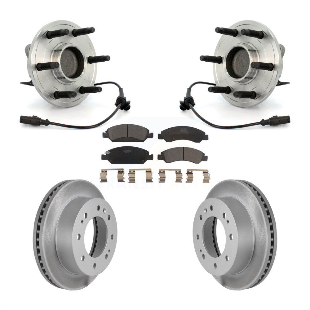 Front Hub Bearing Assembly With Coated Disc Brake Rotors And Ceramic Pads Kit For 2011 Chevrolet Silverado 1500 Hybrid with RWD KBB-104837 by Transit Auto