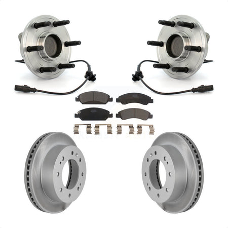 Front Hub Bearing Assembly With Coated Disc Brake Rotors And Ceramic Pads Kit For 2011 Chevrolet Silverado 1500 Hybrid with RWD KBB-104837 by Transit Auto