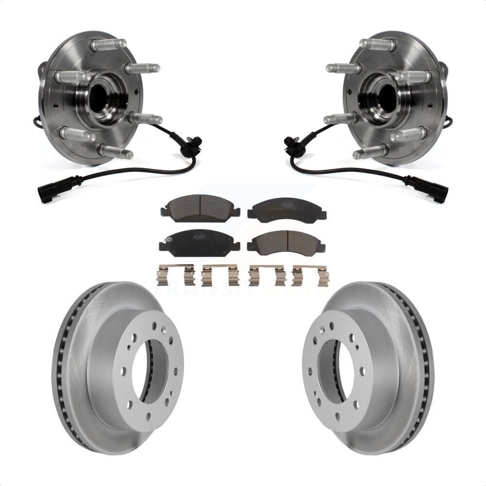Front Hub Bearing Assembly With Coated Disc Brake Rotors And Ceramic Pads Kit For Chevrolet Suburban 4WD KBB-104880 by Transit Auto