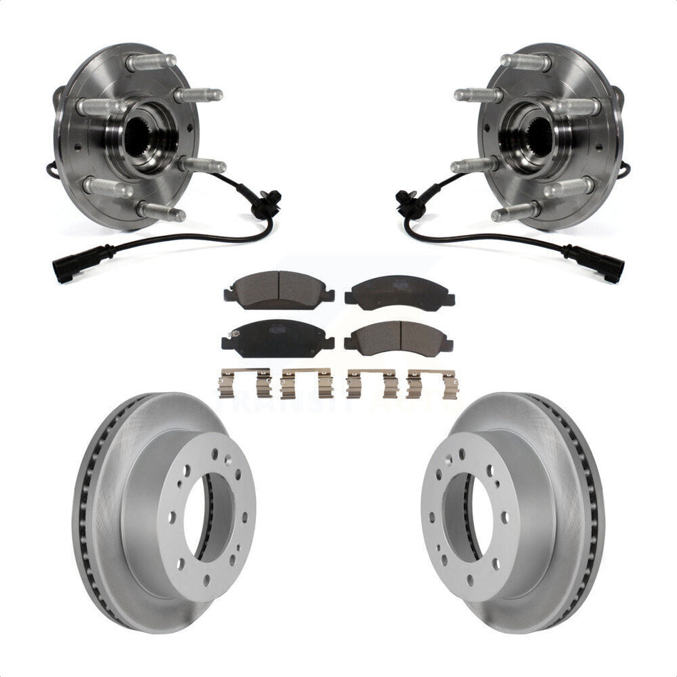 Front Hub Bearing Assembly With Coated Disc Brake Rotors And Ceramic Pads Kit For Chevrolet Suburban 4WD KBB-104880 by Transit Auto