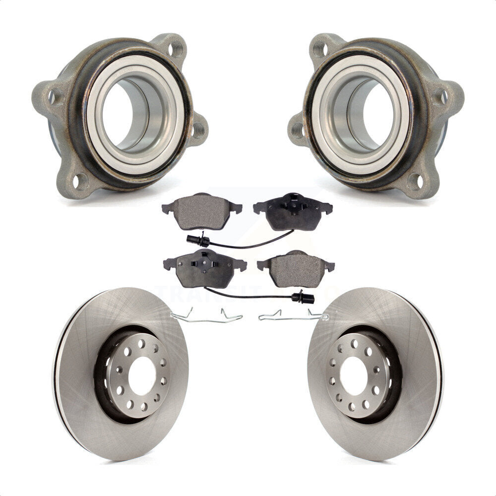 Front Hub Bearing Assembly With Disc Brake Rotors And Semi-Metallic Pads Kit For Audi A4 Quattro A6 S4 S6 KBB-104913 by Transit Auto