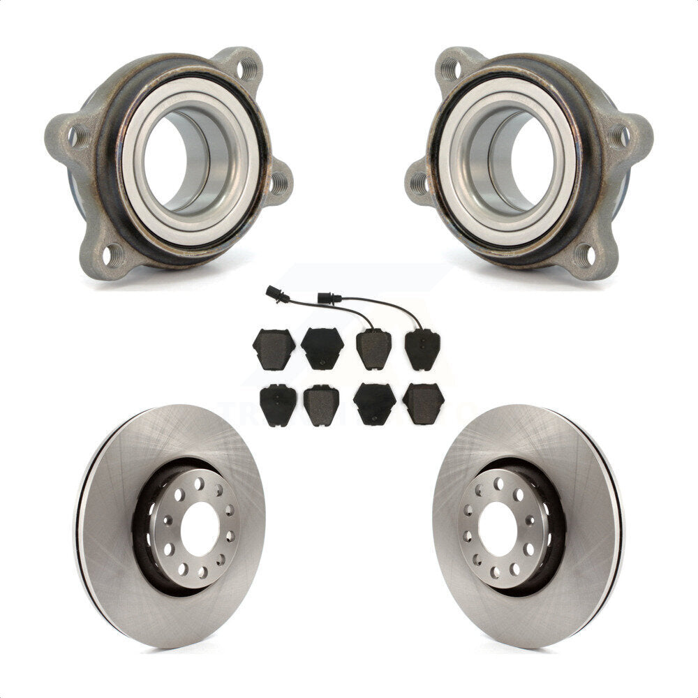 Front Hub Bearing Assembly With Disc Brake Rotors And Semi-Metallic Pads Kit For 2000 Audi A8 Quattro 323mm Diameter Rotor KBB-104914 by Transit Auto