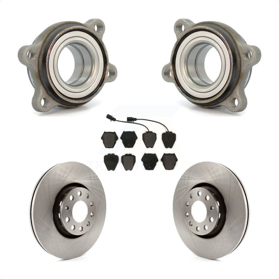 Front Hub Bearing Assembly With Disc Brake Rotors And Semi-Metallic Pads Kit For 2000 Audi A8 Quattro 323mm Diameter Rotor KBB-104914 by Transit Auto