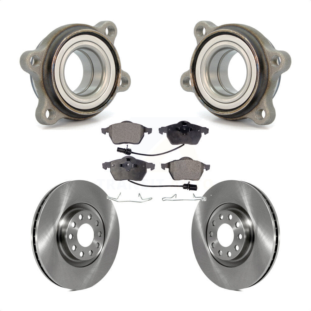 Front Hub Bearing Assembly With Disc Brake Rotors And Semi-Metallic Pads Kit For 2000 Audi A6 Quattro 320mm Diameter Rotor KBB-104915 by Transit Auto