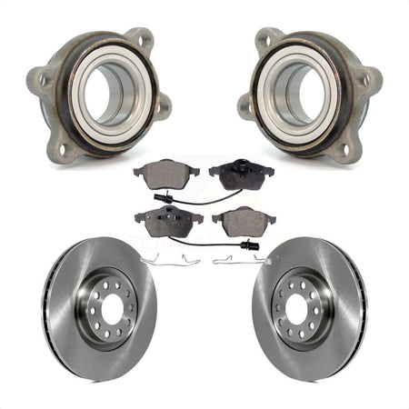 Front Hub Bearing Assembly With Disc Brake Rotors And Semi-Metallic Pads Kit For 2000 Audi A6 Quattro 320mm Diameter Rotor KBB-104915 by Transit Auto