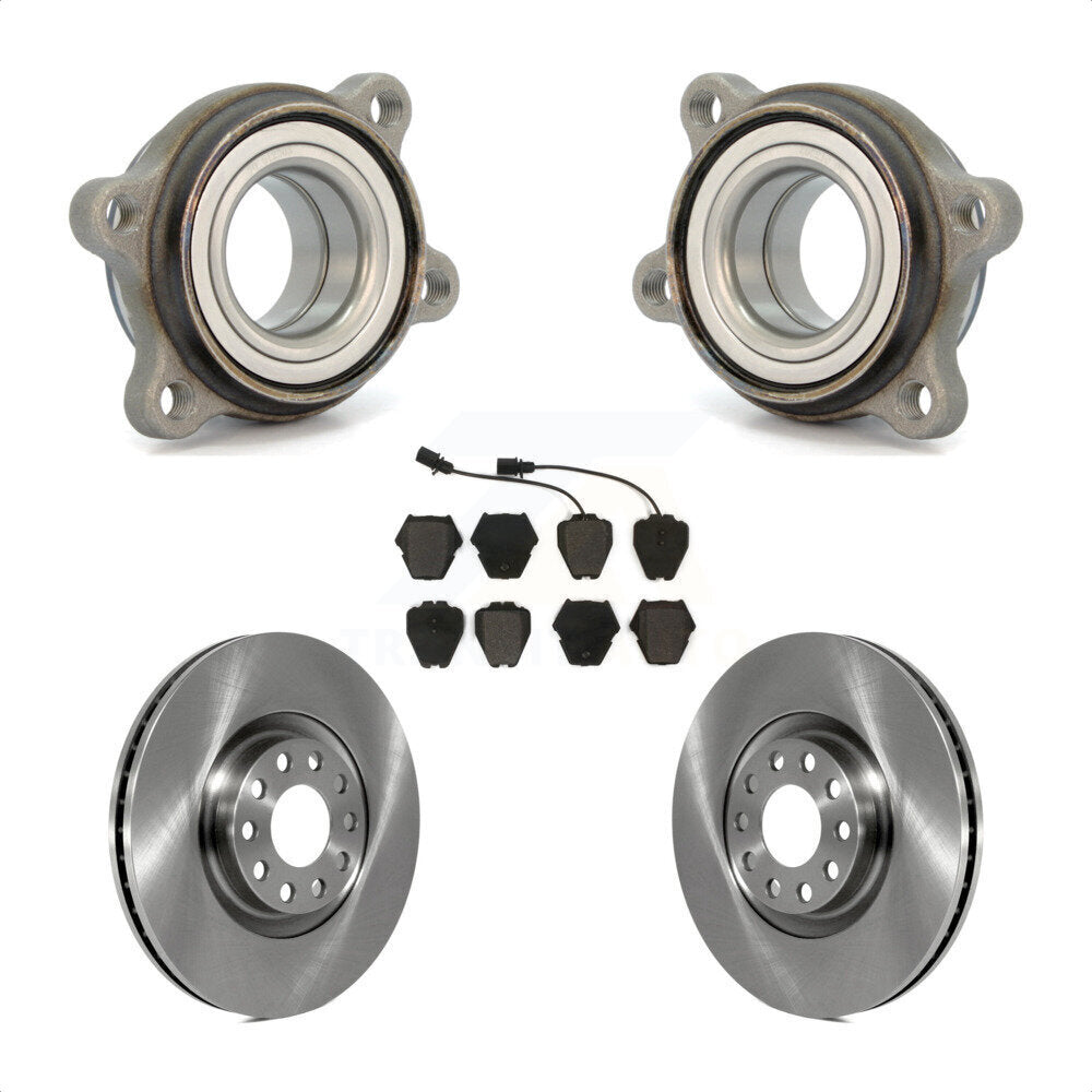 Front Hub Bearing Assembly With Disc Brake Rotors And Semi-Metallic Pads Kit For 2003 Audi A6 321mm Diameter Rotor Dual Piston Caliper KBB-104916 by Transit Auto