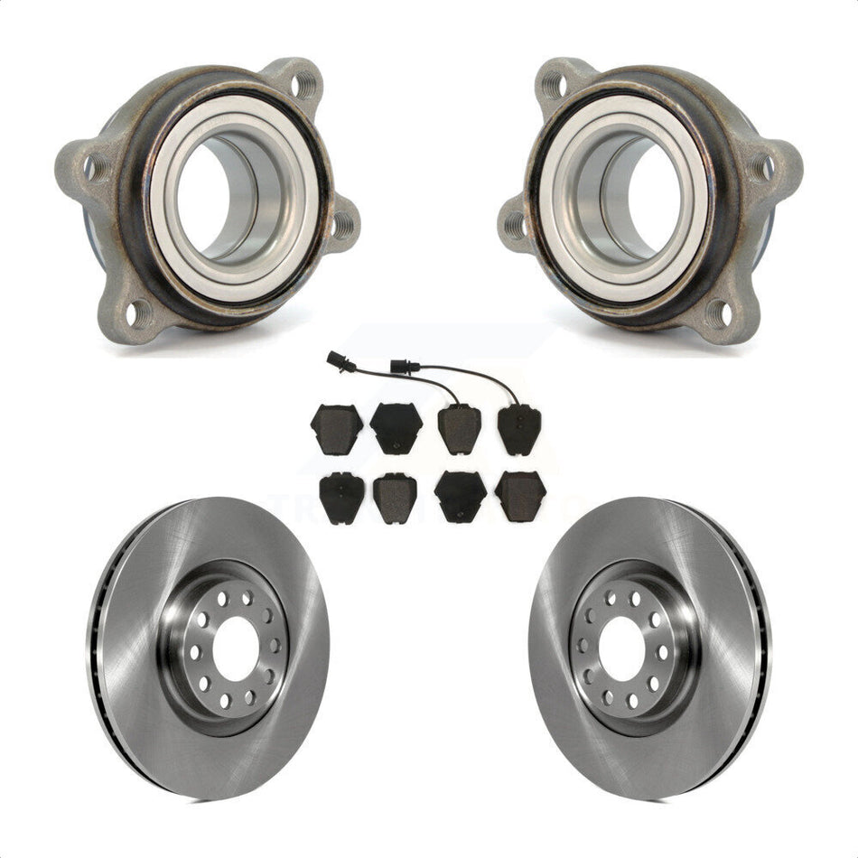Front Hub Bearing Assembly With Disc Brake Rotors And Semi-Metallic Pads Kit For 2003 Audi A6 321mm Diameter Rotor Dual Piston Caliper KBB-104916 by Transit Auto