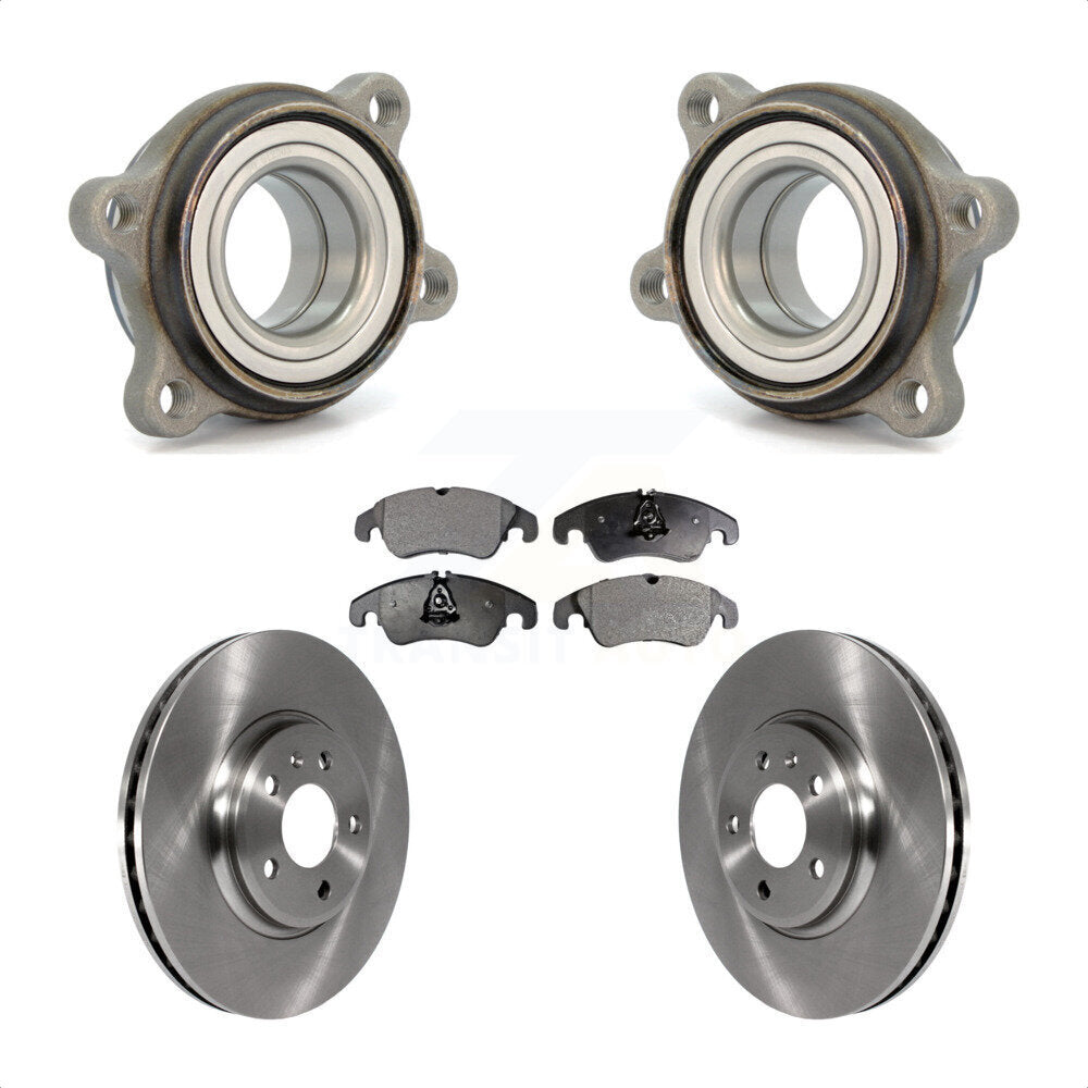 Front Hub Bearing Assembly With Disc Brake Rotors And Semi-Metallic Pads Kit For 2009 Audi A4 Sedan 85mm Pilot Diameter KBB-104917 by Transit Auto