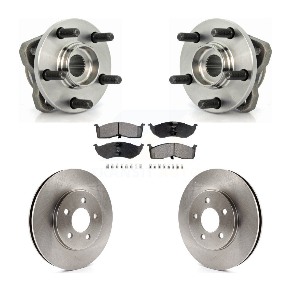 Front Hub Bearing Assembly With Disc Brake Rotors And Semi-Metallic Pads Kit For Dodge Grand Caravan Chrysler Town & Country Plymouth Voyager 14" Factory Wheels KBB-104964 by Transit Auto