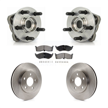 Front Hub Bearing Assembly With Disc Brake Rotors And Semi-Metallic Pads Kit For Dodge Grand Caravan Chrysler Town & Country Plymouth Voyager 14" Factory Wheels KBB-104964 by Transit Auto