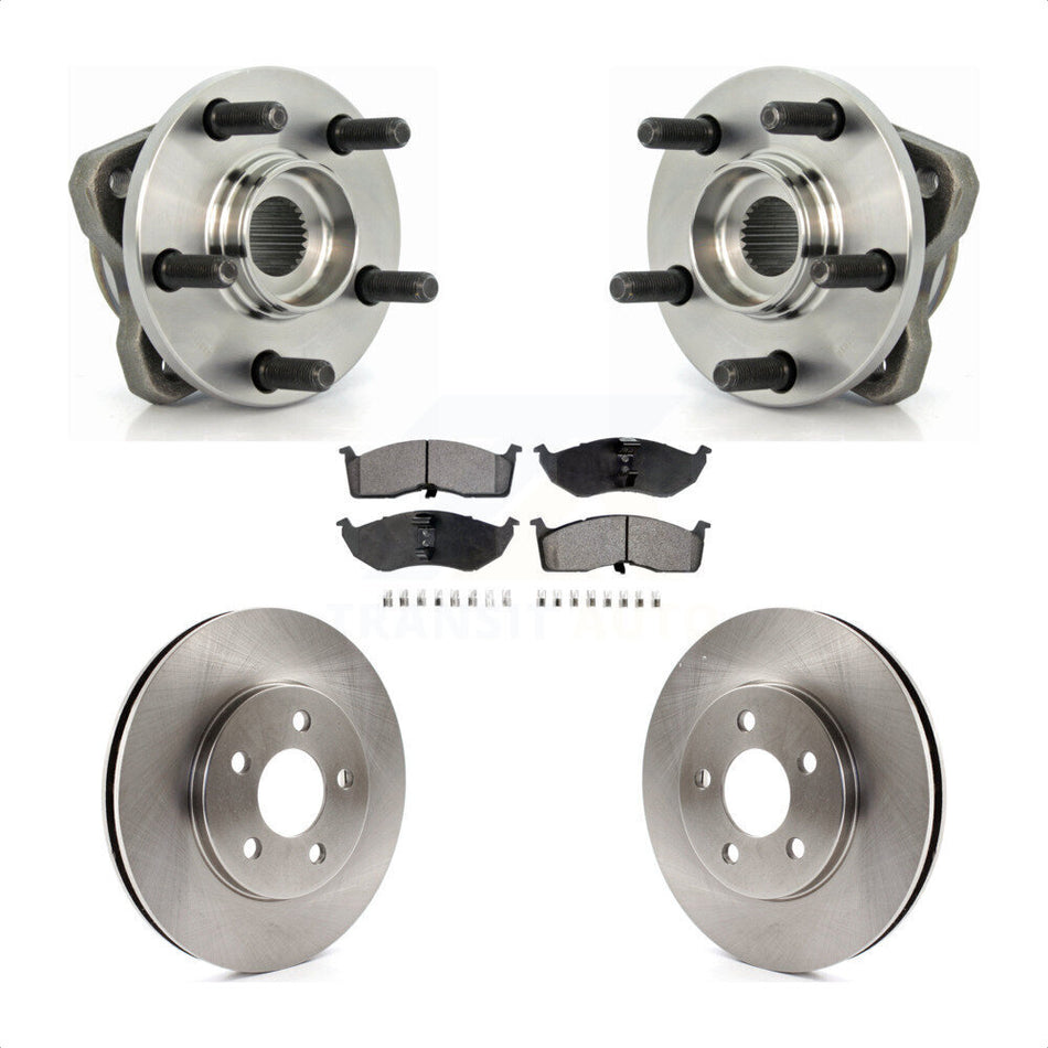 Front Hub Bearing Assembly With Disc Brake Rotors And Semi-Metallic Pads Kit For Dodge Grand Caravan Chrysler Town & Country Plymouth Voyager 14" Factory Wheels KBB-104964 by Transit Auto