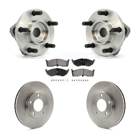 Front Hub Bearing Assembly Disc Brake Rotors And Semi-Metallic Pads Kit For 1996-1996 Dodge Grand Caravan Plymouth Chrysler Town & Country Voyager With 15" Factory Wheels KBB-104965 by Transit Auto