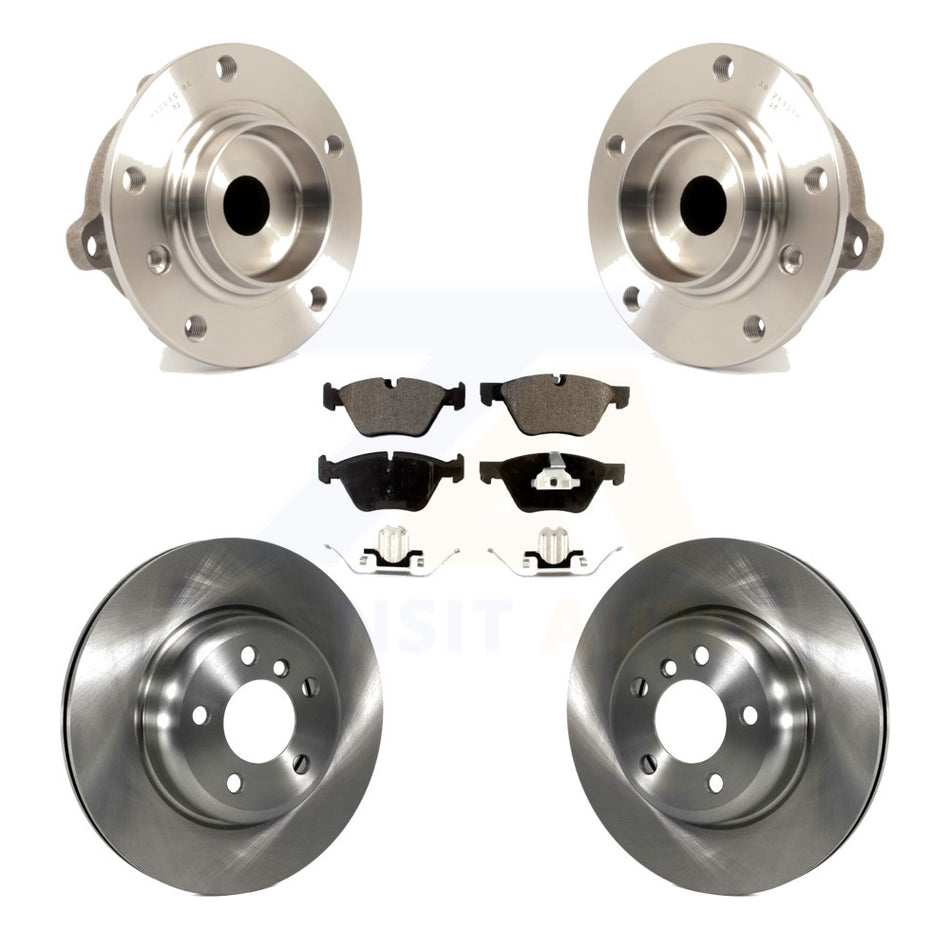 Front Hub Bearing Assembly With Disc Brake Rotors And Semi-Metallic Pads Kit For 2011 BMW 528i Without Performance Brakes 330mm Diameter Rotor KBB-105030 by Transit Auto