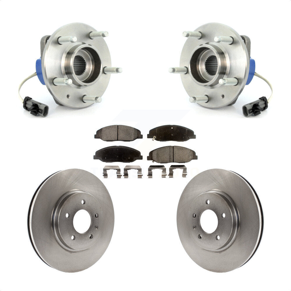 Front Hub Bearing Assembly Brake Rotor Pads Kit For 2009-2010 Cadillac STS AWD With 316mm Diameter Performance Brakes or Base KBB-105075 by Transit Auto