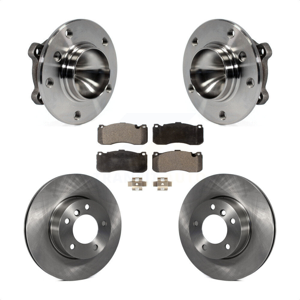 Front Hub Bearing Assembly With Disc Brake Rotors And Semi-Metallic Pads Kit For 2006-2007 BMW 323i 338mm Diameter Rotor KBB-105090 by Transit Auto