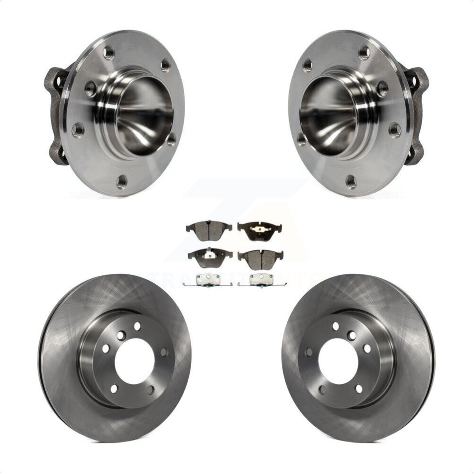 Front Hub Bearing Assembly With Disc Brake Rotors And Semi-Metallic Pads Kit For 2007 BMW 323i 312mm Diameter Rotor KBB-105091 by Transit Auto