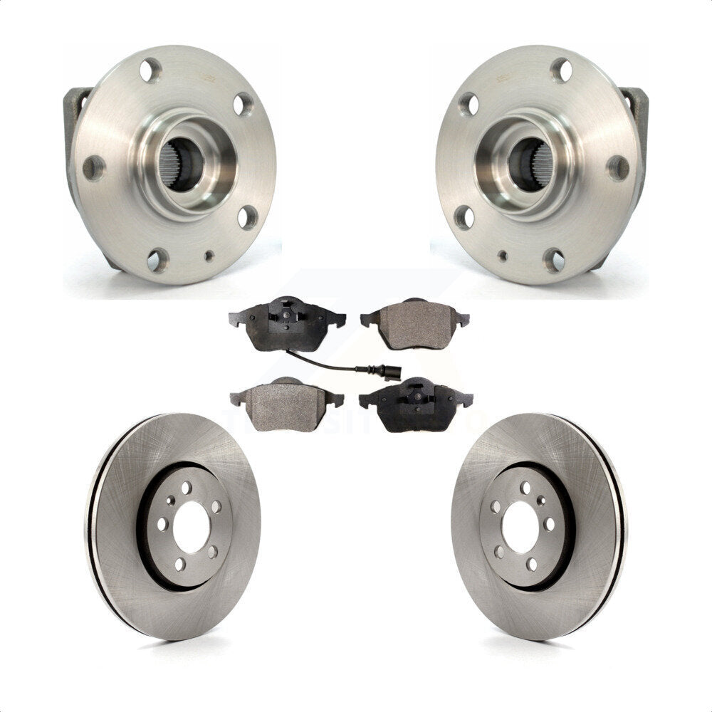 Front Hub Bearing Assembly With Disc Brake Rotors And Semi-Metallic Pads Kit For 2006 Volkswagen Golf 1.8L KBB-105105 by Transit Auto