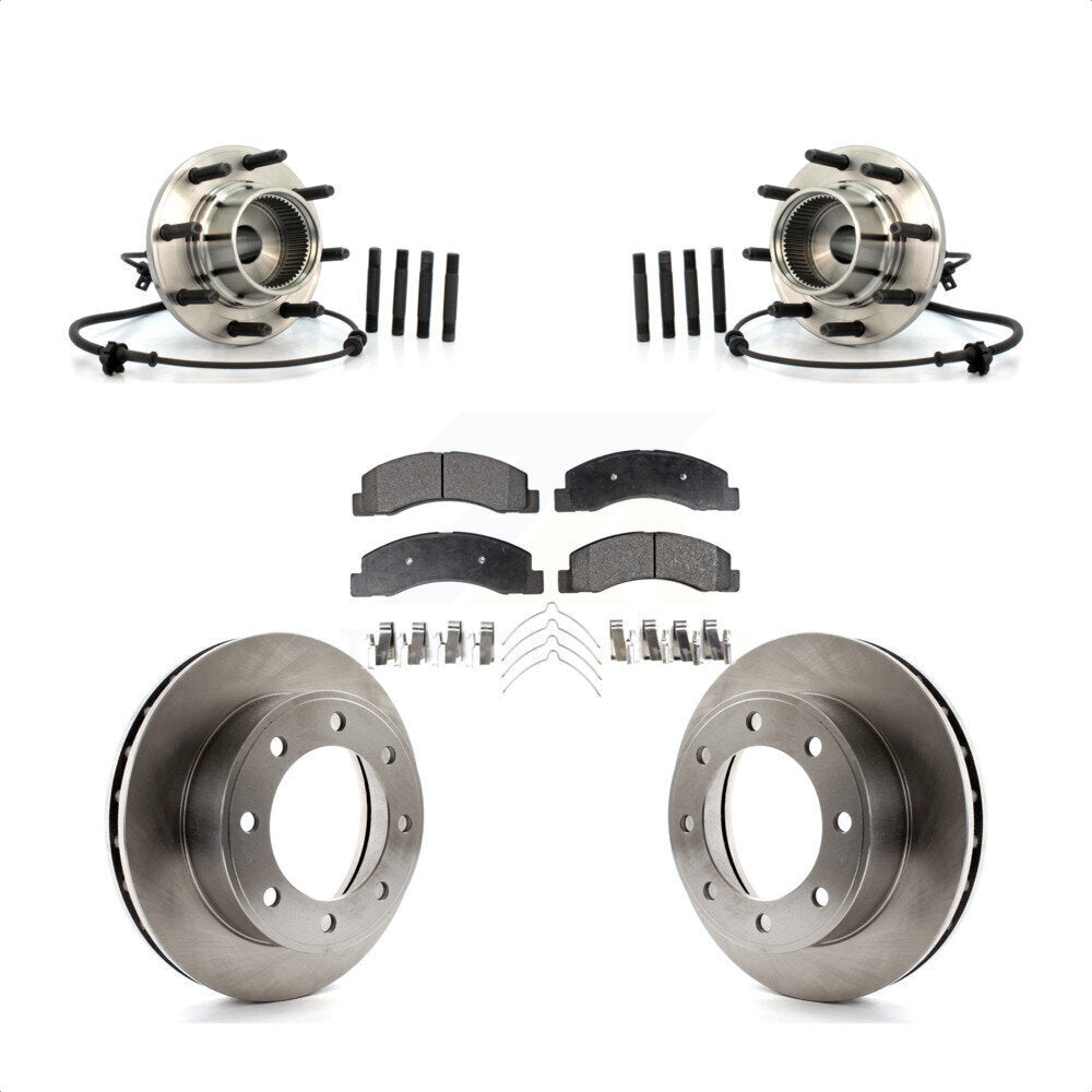 Front Hub Bearing Assembly With Disc Brake Rotors And Semi-Metallic Pads Kit For 2000 Ford Excursion 4WD To 03 22 99 KBB-105295 by Transit Auto