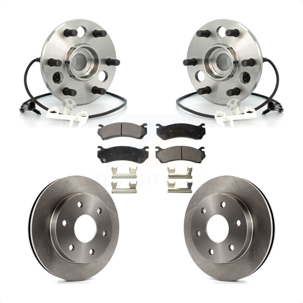 Front Hub Bearing Assembly With Disc Brake Rotors And Semi-Metallic Pads Kit For 2000 Chevrolet Tahoe Z71 with 4WD Rear Brakes KBB-105298 by Transit Auto