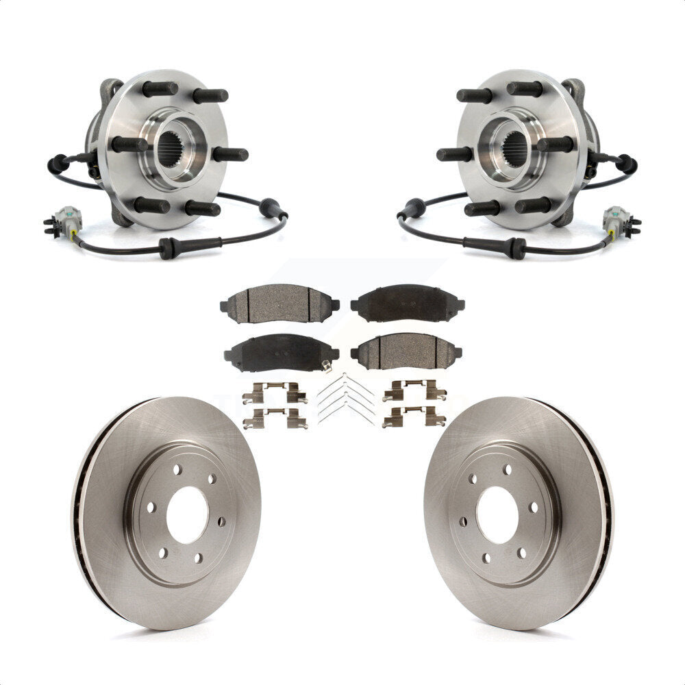 Front Hub Bearing Assembly With Disc Brake Rotors And Semi-Metallic Pads Kit For Nissan Frontier 4WD with 2.5L KBB-105352 by Transit Auto