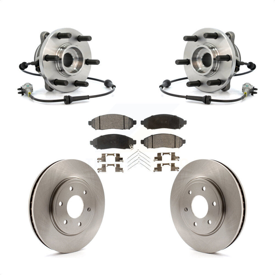 Front Hub Bearing Assembly With Disc Brake Rotors And Semi-Metallic Pads Kit For Nissan Frontier 4WD with 2.5L KBB-105352 by Transit Auto