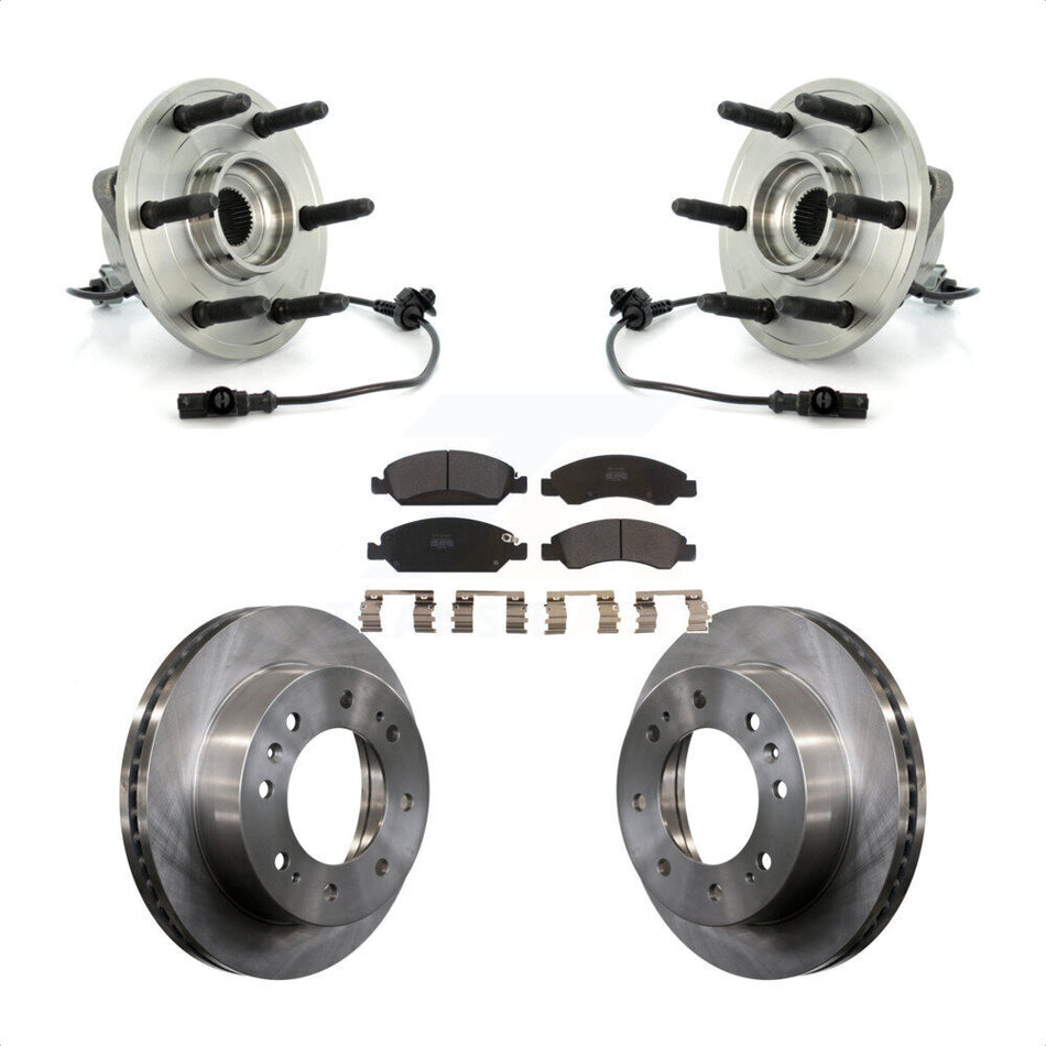 Front Hub Bearing Assembly With Disc Brake Rotors And Semi-Metallic Pads Kit For 2011 Chevrolet Silverado 1500 Hybrid with 4WD KBB-105391 by Transit Auto