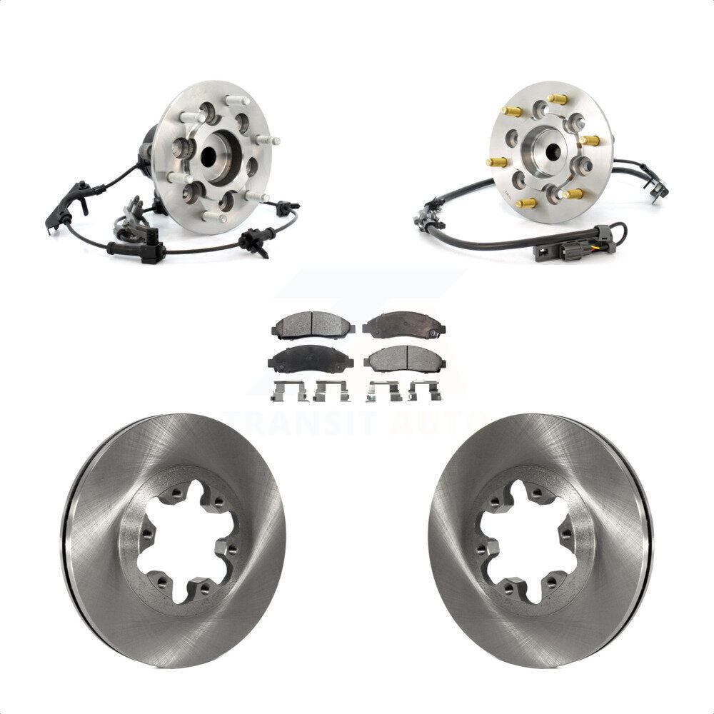 Front Hub Bearing Assembly With Disc Brake Rotors And Semi-Metallic Pads Kit For 2007-2008 Isuzu i-370 RWD Sport Chassis Package (ZQ8) KBB-105472 by Transit Auto