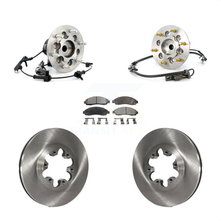 Front Hub Bearing Assembly With Disc Brake Rotors And Semi-Metallic Pads Kit For 2007-2008 Isuzu i-370 RWD Sport Chassis Package (ZQ8) KBB-105472 by Transit Auto