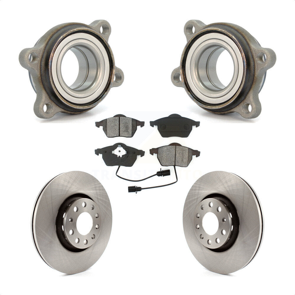 Front Hub Bearing Assembly With Disc Brake Rotors And Semi-Metallic Pads Kit For Audi A4 Quattro A6 S4 S6 KBB-105479 by Transit Auto