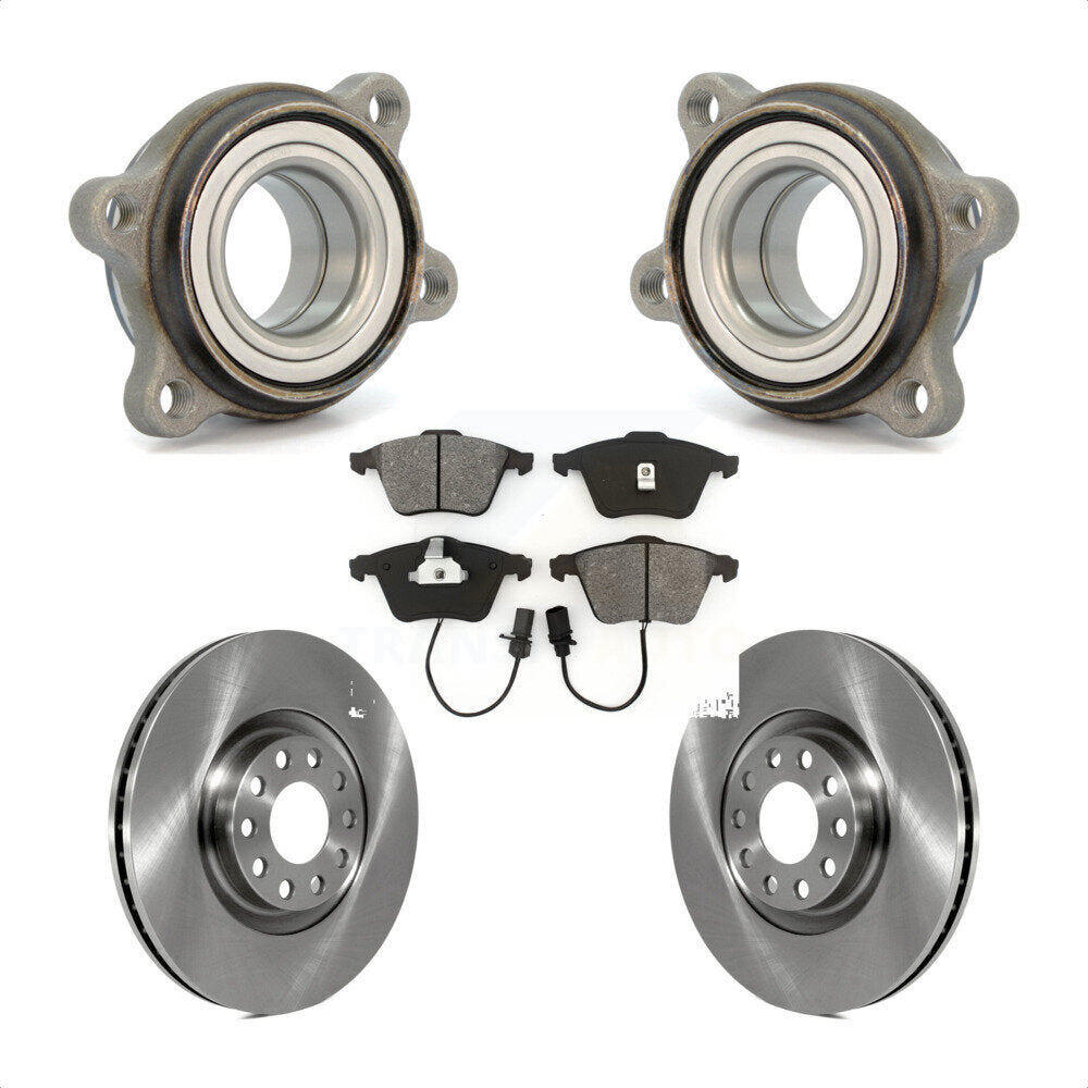 Front Hub Bearing Assembly With Disc Brake Rotors And Semi-Metallic Pads Kit For Audi A6 S6 321mm Diameter Rotor Single Piston Caliper KBB-105481 by Transit Auto